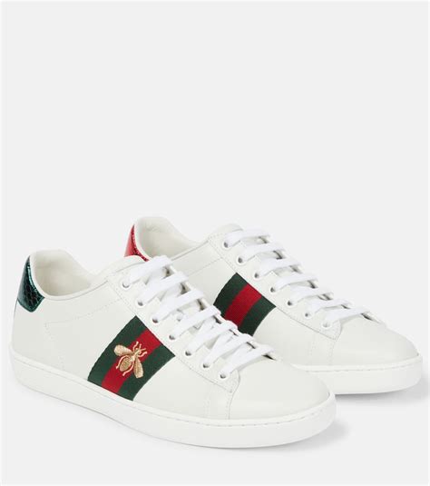 gucci ace watersnake trimmed embroidered leather sneakers|Gucci ace embroidered snake.